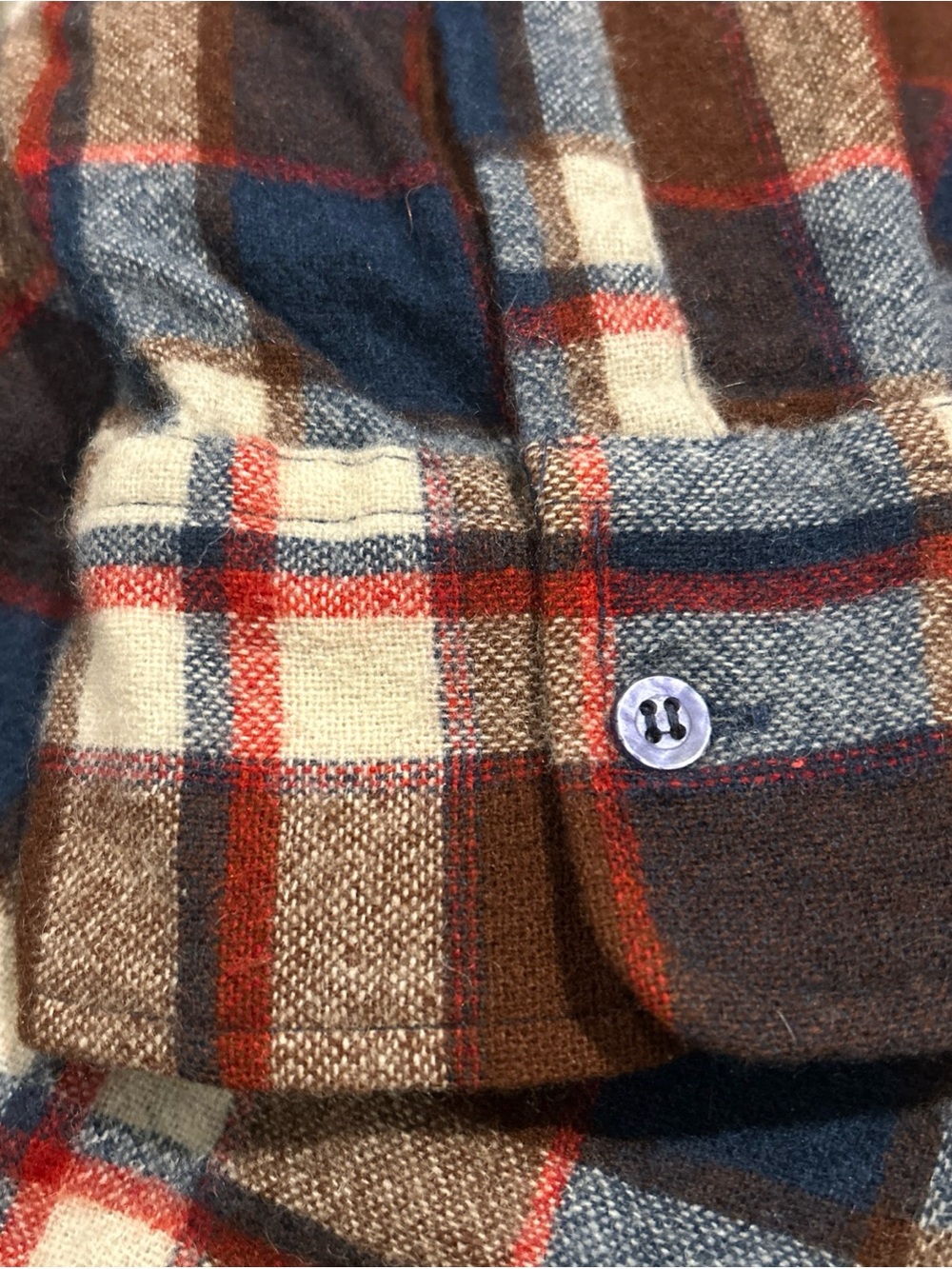 Ely Cattleman Navy Lined Wool Shirt Jacket with Brown Plaid Trim - Picture 6 of 8
